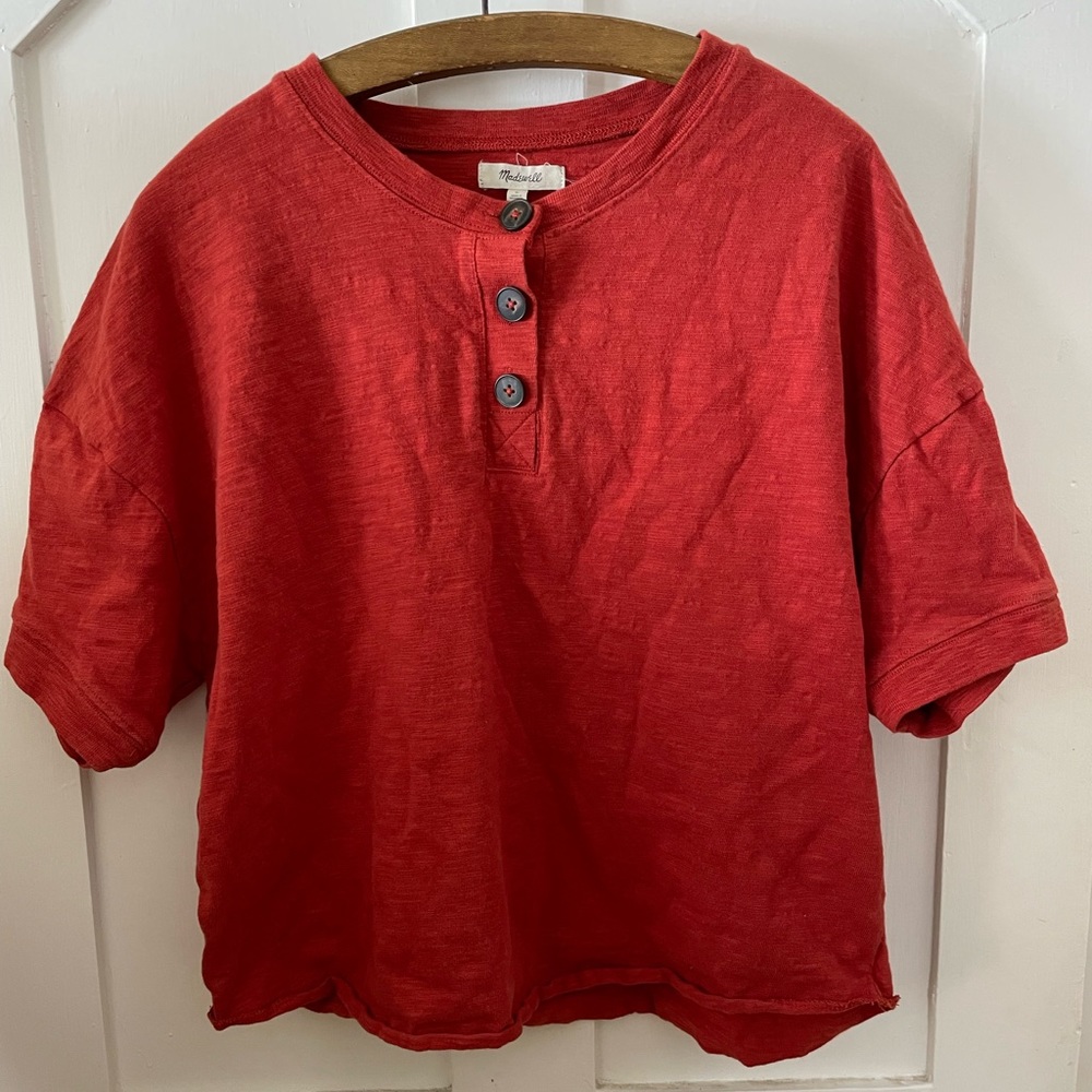 Madewell Cotton Blouse Red Size Large
